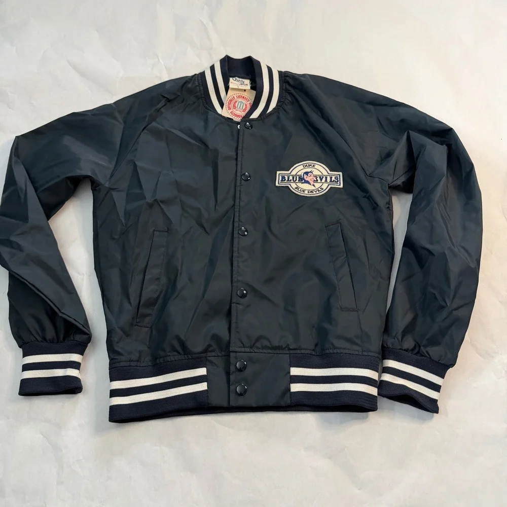 Chalk Line VTG Duke Blue Devils Mens S Satin Bomber Jacket Licensed‎ Deadstock
